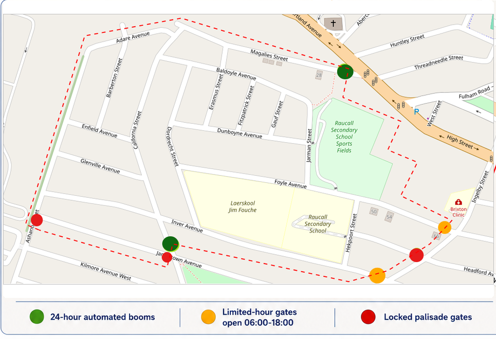 Upper Crosby access layout map